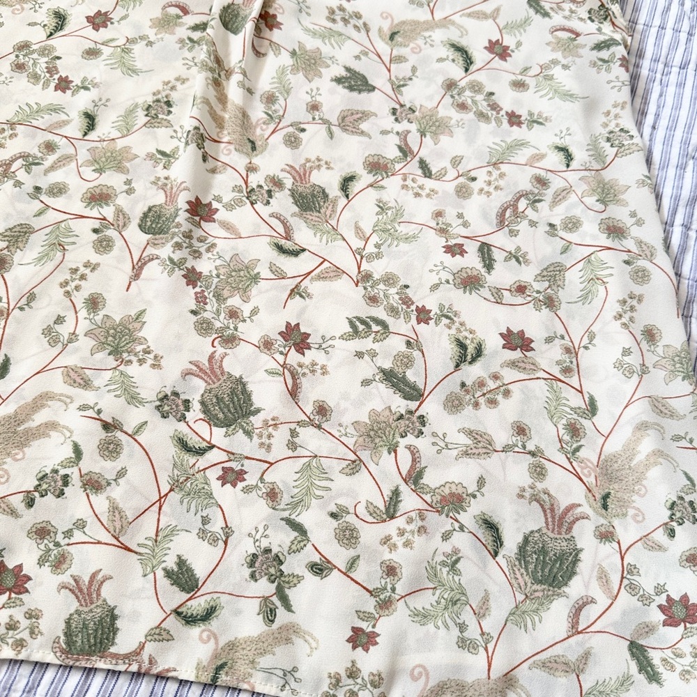 Rose & Olive Cream Botanical Floral Top - S Small - Boho Ruffle Romantic - Picture 8 of 15